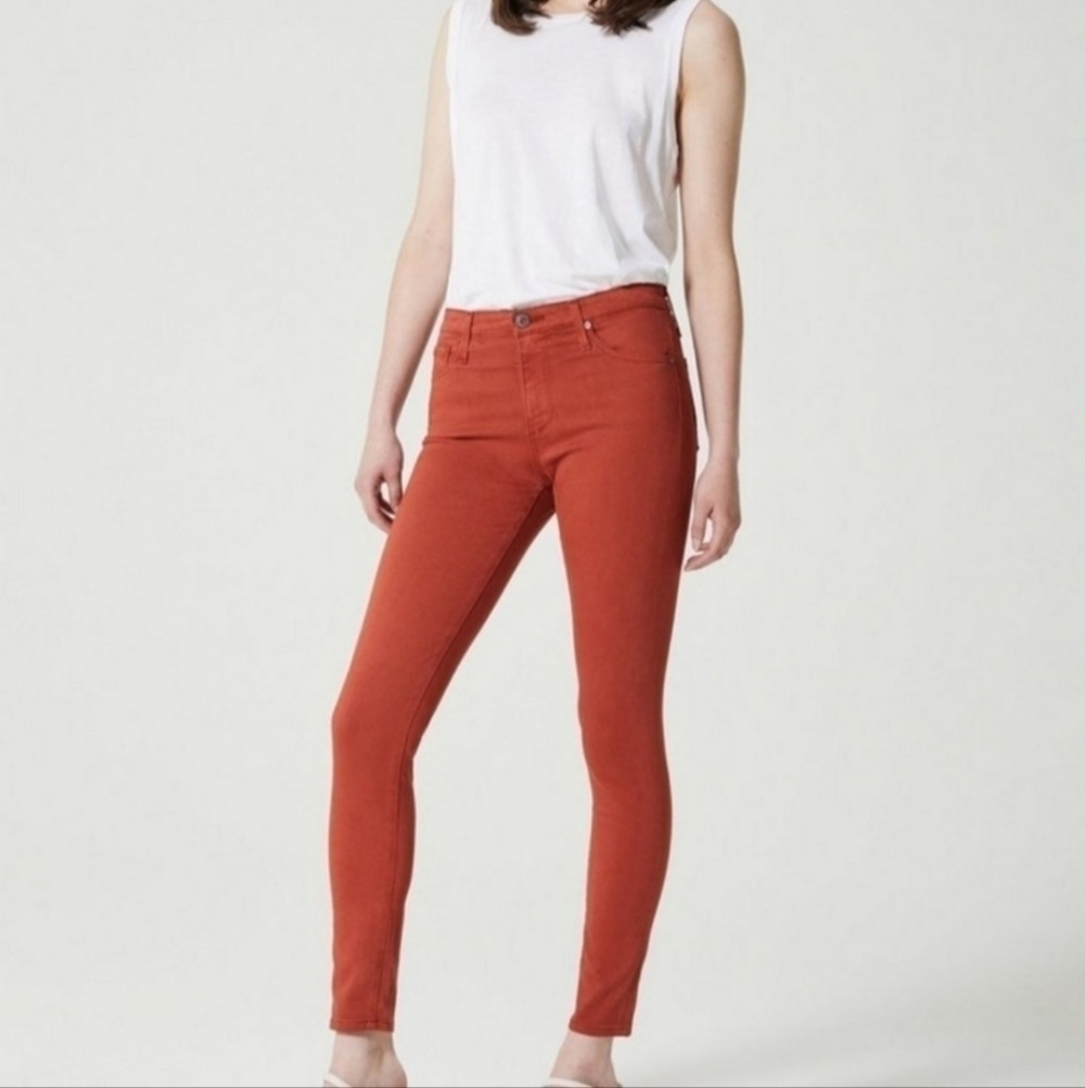 Banana Republic High Rise Skinny Fit Ankle Stretch Rusty Coral Jeans Women's 6